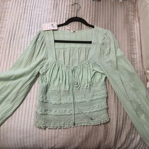 FreePeople long sleeve green top
